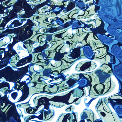 304 Gold Super 8K Mirror Blue Water Ripple Lembar stainless steel untuk 4x8 KTV Ceiling Finishing Cladding
