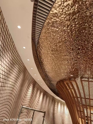 304 Emas Cerah Cermin Air Gelombang Metal Panel Honeycomb Warna Lembar Baja Rostless Langit-langit