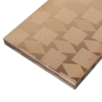 Lembaran Etched Stainless Steel 304 Warna Gold Beadblasted Untuk Interior