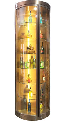 Harga yang bagus Restoran Kaca Wine Storage Cabinet Baja tahan karat Kulkas Mewah Whiskey Display Rack on line