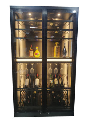 Harga yang bagus Custom Black Metal stainless steel wine cabinets suhu konstan 12 sampai 18 derajat Celcius on line