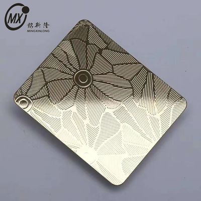 Harga yang bagus Etching 304 Metal Steel PVD Coated Kuadrilateral Berbagai Pola Pembagian Rustless 4 * 10FT on line