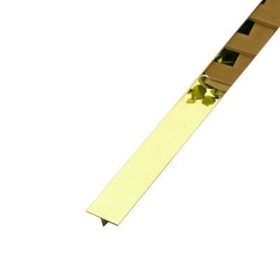 Harga bagus 304 8K Gold Mirror Polished Shiny Color Stainless Steel Trim 201 T-Shaped Stainless Steel Tile Edge Trim Untuk Hotel on line