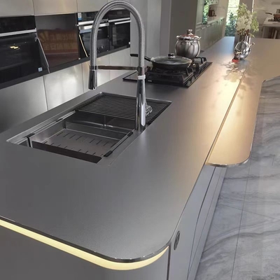 Customized 316L Hairline Brushed Embossed Beadblasting Surface Lembar stainless steel selesai 304 Round Edge Dapur Desktop