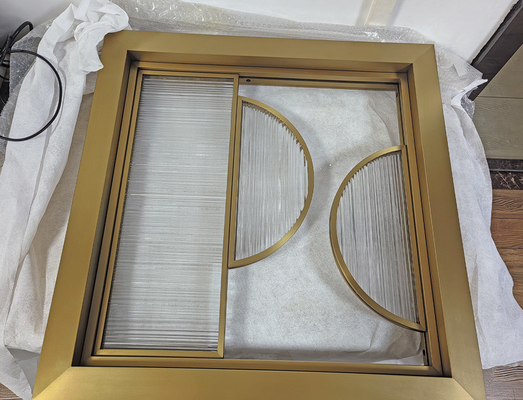 304 Gold Hairline High-end Custom Glass Stainless Steel Screen Partition Untuk Dekorasi Rumah Hotel