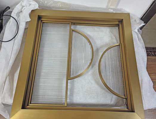 Harga bagus 304 Gold Hairline High-end Custom Glass Stainless Steel Screen Partition Untuk Dekorasi Rumah Hotel on line