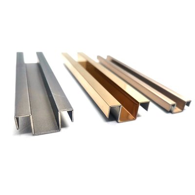 Trim Baja Stainless Steel Berbentuk Khusus 304 dengan Finishing Sandblasted Warna Rose Gold Untuk Dinding Ubin