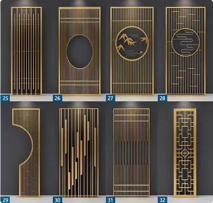 Harga yang bagus Desain yang disesuaikan 304 Metal Stainless Steel ruang tamu pintu masuk foyer Screen Partition Untuk dekorasi on line