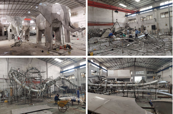 Color Painting Metal 304 Stainless Steel Outdoor Abstract Sculpture For Park