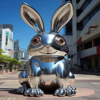 ODM 304 Hewan Gajah Kelinci 304 Powder Coated Painting Sculpture Mirror Polished 316L Stainless Steel Sculpture Street