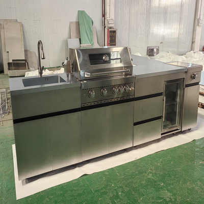 304 Stainless Steel Sliver Desain Custom Full Set Outdoor BBQ Dapur Kabinet