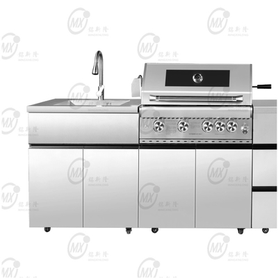 Dua Fungsi Baja Rinsless Barbecue Oven Villa Outdoor Courtyard Kitchen Lemari Tampilan Logam