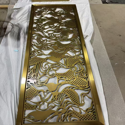 Laser Cutting Metal Brass Gold Indoor Partition Stainless Steel Screen Untuk Masuk