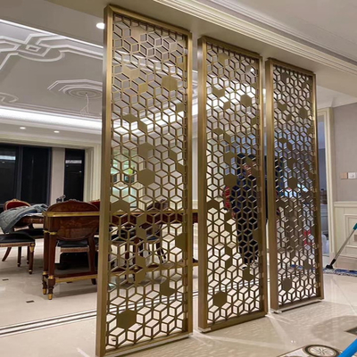 Perunggu Pvd Coating Hollow Metal Stainless Steel Screen Partition & Room Divider