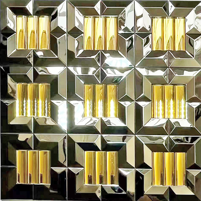 3D Tekstur Unik Panel Seni dinding Baja tahan karat Mosaik logam