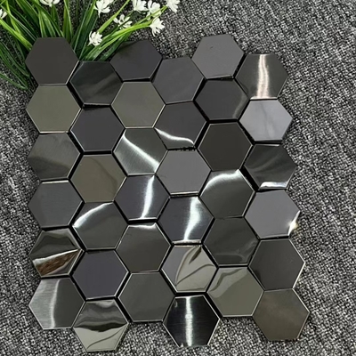 Hairline Brushed Mirror-Finish Stainless Steel 304 mosaic tile Untuk dekorasi hotel