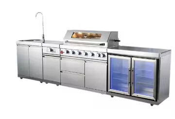 Anti-goresan Meja Metal Display Cabinet Dapur Luar Ruang Untuk Villa halaman