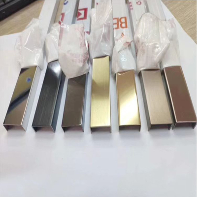 U bentuk stainless steel trim strips untuk desain interior dan eksterior PVD berwarna Skirting Board Edge Wrapping