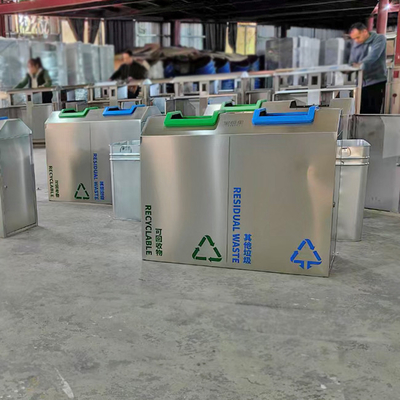 Produk Tempat Sampah Logam Stainless Steel Kustom 316L Lapis Warna Perak
