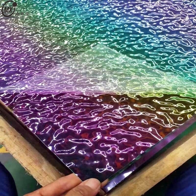 Warna yang Berbeda Air Ripple Surface Mirror 8k Dekorasi Lembar Baja Rostless