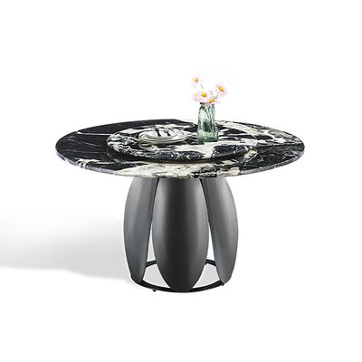 Harga yang bagus Meja Makan Stainless Steel Warna Hitam Batu Sinter Modern dengan Meja Putar on line