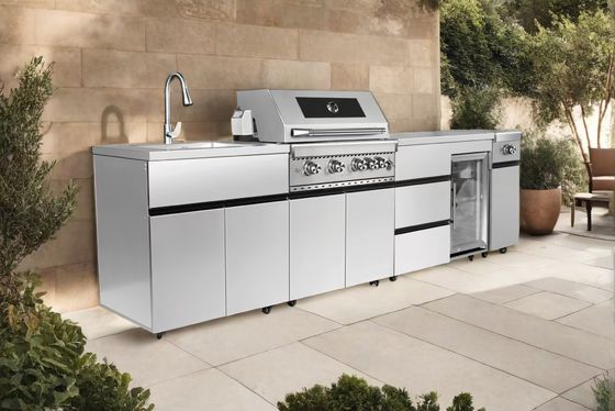 Harga bagus Meja Dapur Baja Tahan Karat 316L Tahan Gores Timbul Untuk Luar Ruangan on line