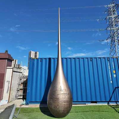 Rose Gold Antique Brass 316L Stainless Steel Water Drop Sculpture For Architecture Project