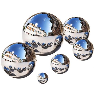 Harga yang bagus Outdoor &Indoor 201 304  Colorful Mirror Polished  Hollow Stainless Steel Sculpture Circular Decorative Ball on line