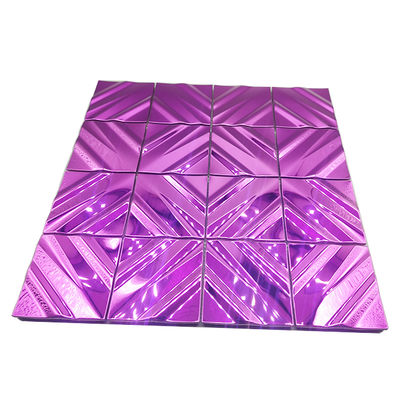 Dekorasi Dinding Violet Diamond Grid Shine Mirror  Ubin Keramik Mosaik Logam