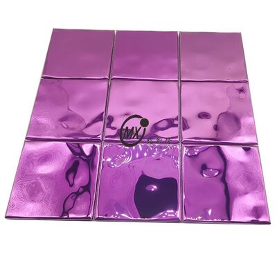 Harga bagus 300X300MM Lantai dinding mewah dekoratif stainless steel logam Violet Square Mirror Mosaic Untuk Backsplash on line