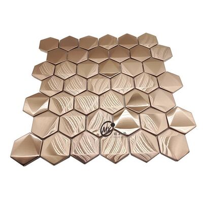 Modern Bronze Hairprint Hexagonal Mosaic Kamar Mandi Dekorasi Dinding Hotel Villa Untuk Kamar Latar Belakang Solusi Desain Pola