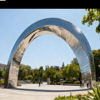 Harga bagus Arc Silver 316L Bright Mirror Stainless Steel Sculpture Park Untuk Proyek Pusat Arsitektur on line