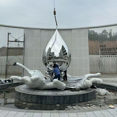 Harga yang bagus Customized Outdoor Large Water Droplet Stainless Steel Sculpture Dekorasi Untuk Taman Villa City Square on line