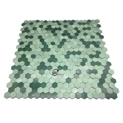 Harga bagus Gradient Green Hexagon Decorative Mosaic Tiles - Metal Brushed Hexagonal Wall & Floor Tiles Untuk Hotel / Dapur / Kamar Mandi on line