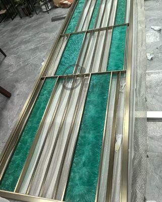 Modern Laser Cut Stainless Steel Room Divider dengan PVD Plating Titanium dan Mirror 8k Polish