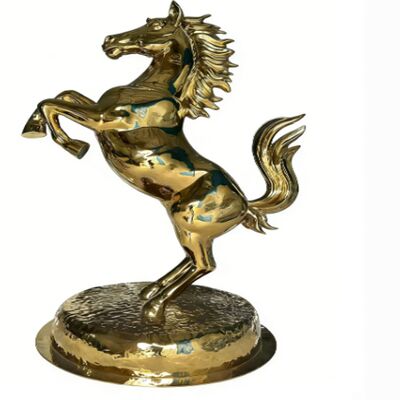 Harga bagus OEM/ODM Service Titanium Gold Mirror Surface Horse Figurine  201 304 Grade Metal  Animal Art Ornament for Garden Outdoor Decor on line