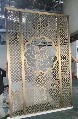 Harga bagus Classical Stainless Steel Partition with Floral & Leaf Motif on line