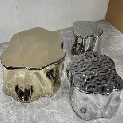 Lampu Mewah Electroplated Hollow Cloud 201 304 Cermin/Polished Stainless Steel Coffee Table