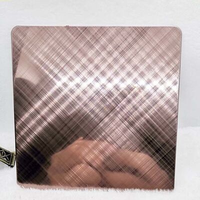 Harga bagus Cermin Cross Garis Rambut Warna Coklat Lembar Stainless Steel Dekorasi Mewah on line